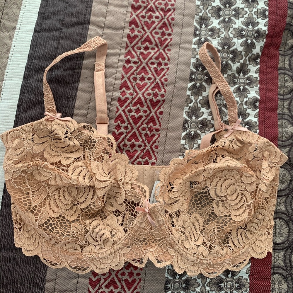 Adore Me tan lace bra